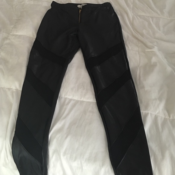 Mesh leather leggings