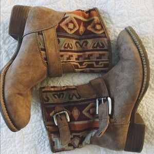 Suede tribal booties