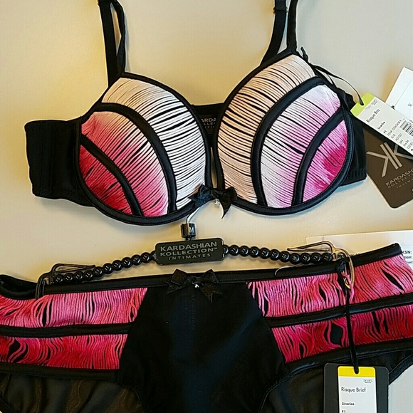 Kardashian Bra & Panty set 34B Ombre Pink String