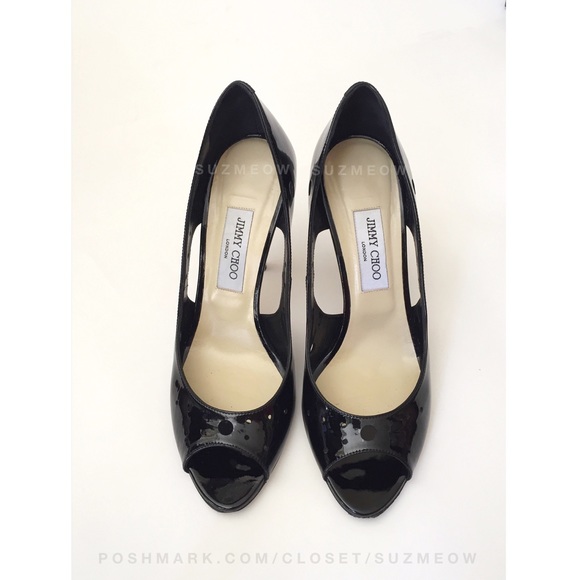 EUC Black Patent Cutout Jimmy Choo Heel • Sz 40 - Picture 2 of 3
