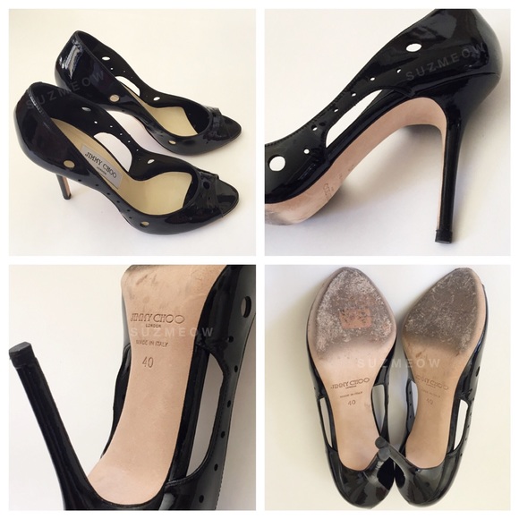 EUC Black Patent Cutout Jimmy Choo Heel • Sz 40 - Picture 3 of 3