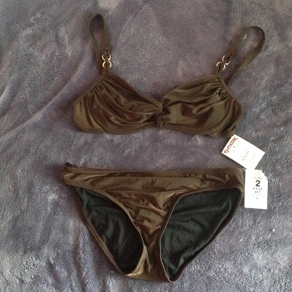 Two piece brown swimsuit