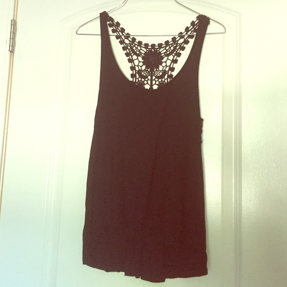 Forever 21 Black Crochet High Low Tank
