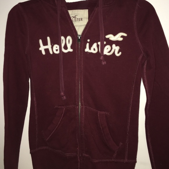 Hollister maroon zip up sweatshirt