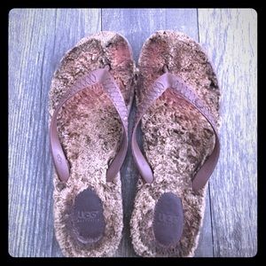 Ugg fuzzy brow flip flops!!!