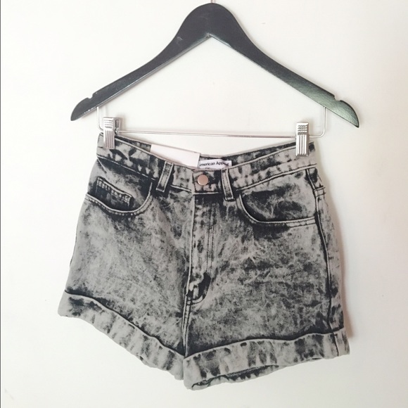 NEW American Apparel High Waist Shorts Acid Wash