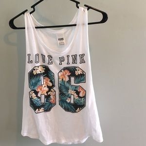 WHITE VICTORIA'S SECRET MUSCLE TEE
