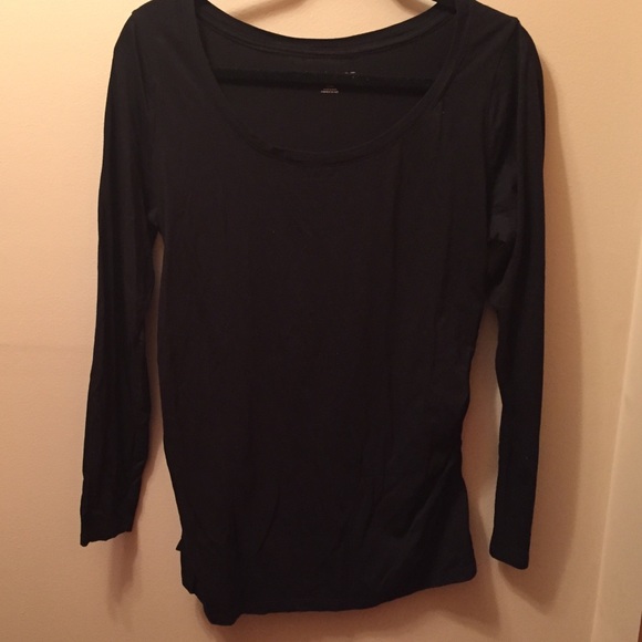 Maternity scoop neck black long sleeve shirt