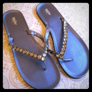 Mossimo Blue Bejeweled Thong Sandals, Sz 9