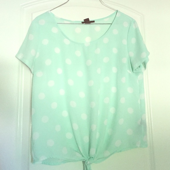 Mint Polka Dot Crop Top
