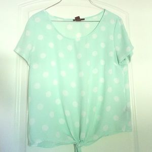 Mint Polka Dot Crop Top