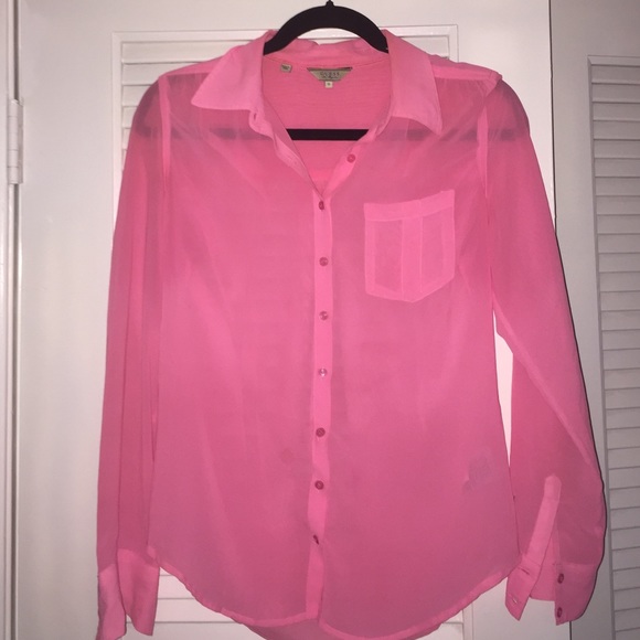 Guess Size Small Hot Pink Button Up Blouse