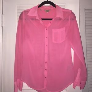 Guess Size Small Hot Pink Button Up Blouse