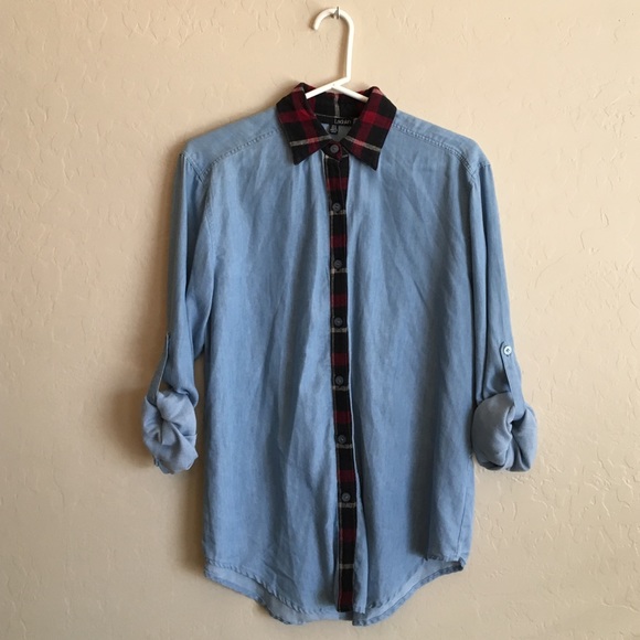 Ladakh Tops - Perfect winter Plad and blue button up!
