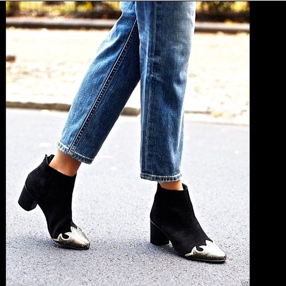 Free People black suede Heeled Ankle Boots 37 - Picture 2 of 4