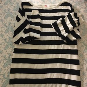 Black/White Striped Off shoulder Oversized sweater