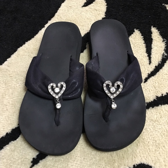 Black Silver Heart Sandal