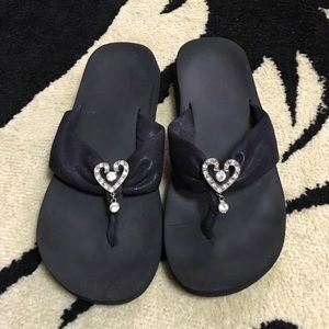 Black Silver Heart Sandal