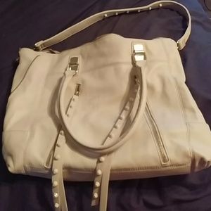 Cream leather large purse