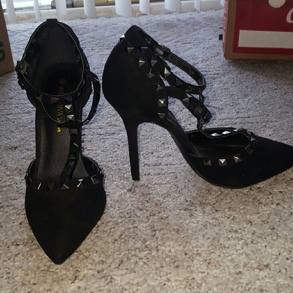 Rivet Stud Suede strappy heels