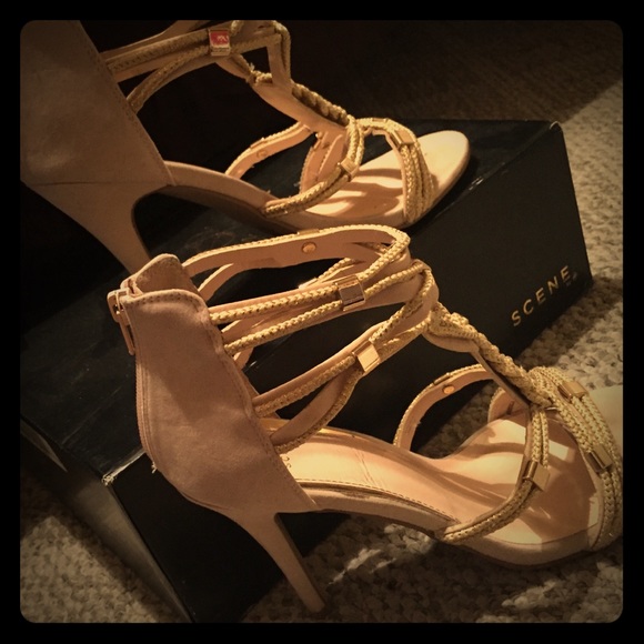 Gold Strappy Heels - Picture 1 of 2
