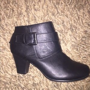 Black ankle booties, worn once