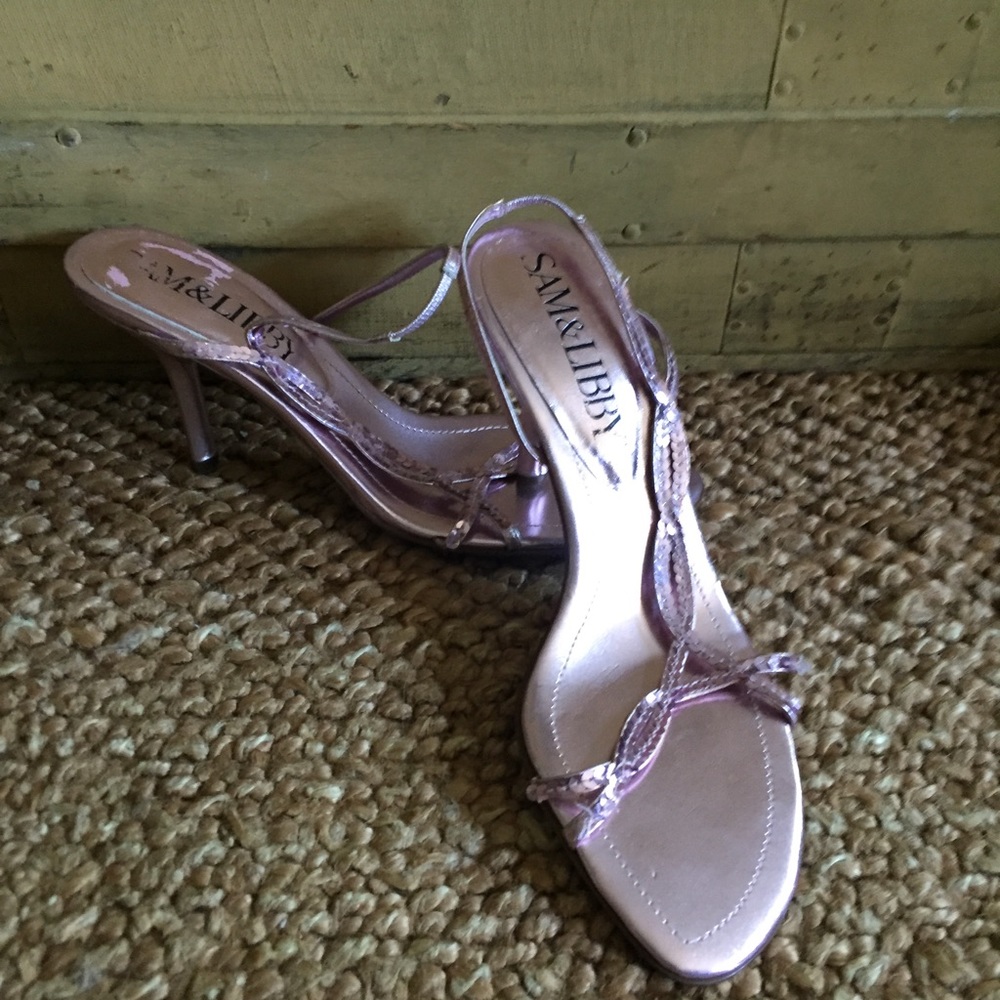 NWOB SAM & LIBBY PINK METALLIC STILETTO HEELS 8.5