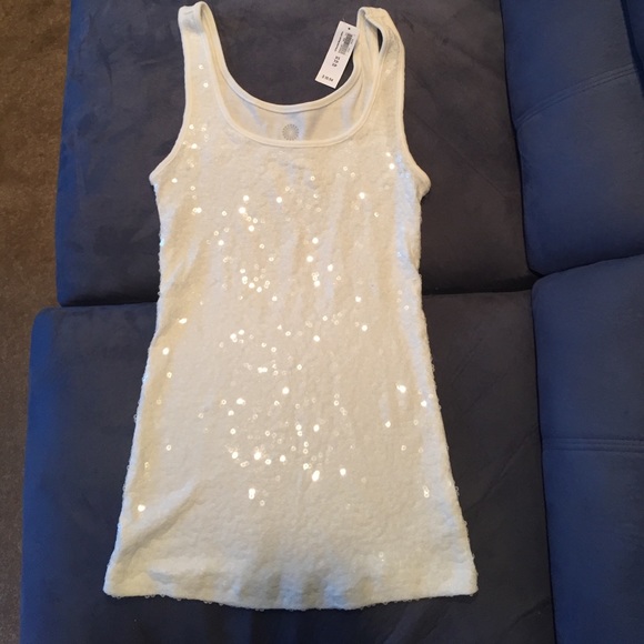 🆕 White Sequin Tank NWT!!