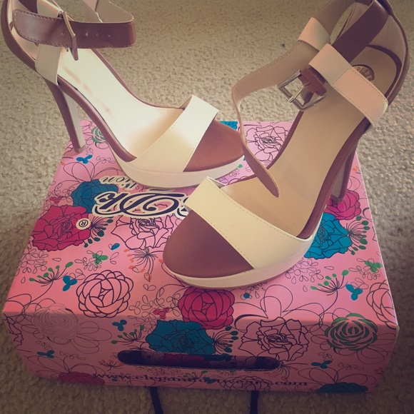 Brand new white and brown heels