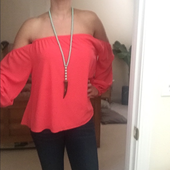 Savannah Rae Coral Off the shoulder top
