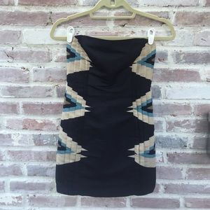 Strapless navy blue dress