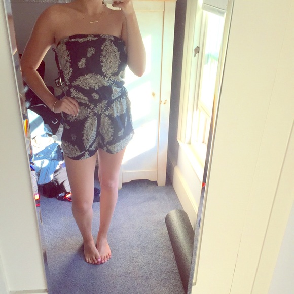 Women's Blue Pattern Romper