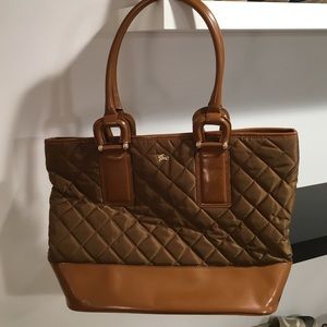 Burberry tan quilted tote