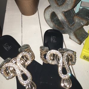blinged out flipflops