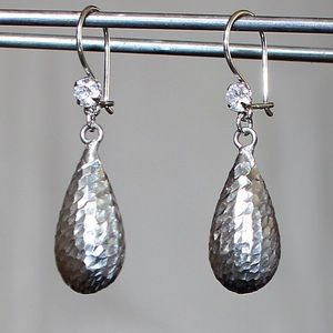 Teardrop Silver Earrings with Zirconia