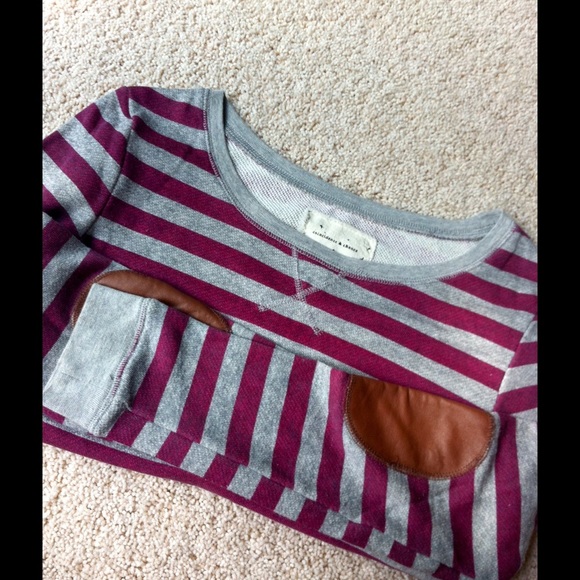 Grey & Maroon Striped Sweatshirt