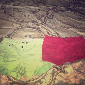 2 STUDDED & RIPPED PAIRS OF SHORTS