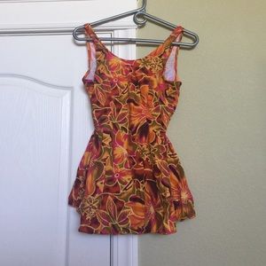 Size 14 skirted multi-color swimsuit. Worn once.