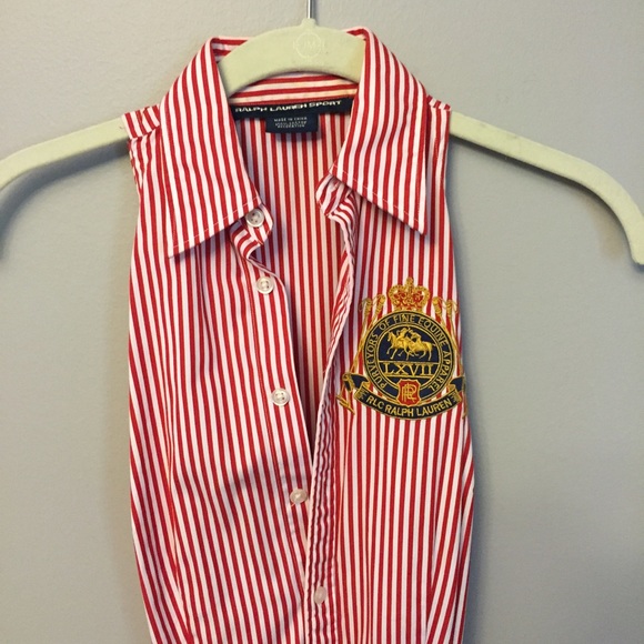 Ralph Lauren red striped shirt dress