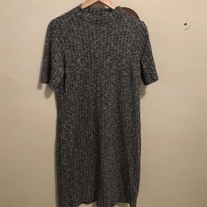 Rib knit mock turtleneck dress