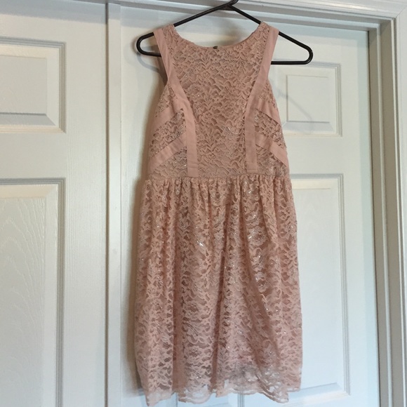 Blush lace mini dress