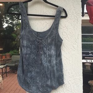Free People Grey/White Tie Dye Tank Top
