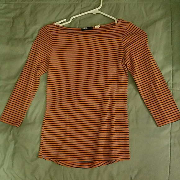 BDG orange and blue striped 3/4 sleeve shirt - Picture 1 of 2