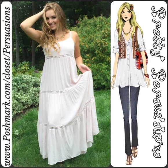 SOLD OUT ‼️ Cream Floral Crochet Boho Maxi Dress - Picture 7 of 7