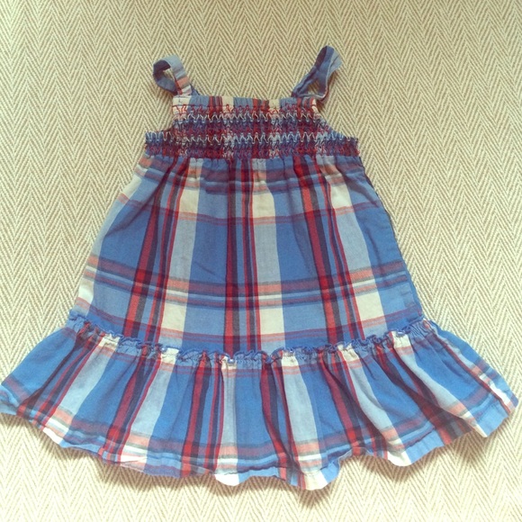 Red white and blue plaid dress