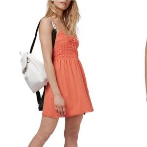 Topshop coral spaghetti strap dress