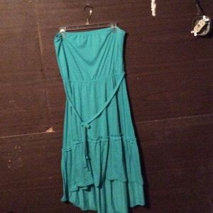 Teal dress strapless