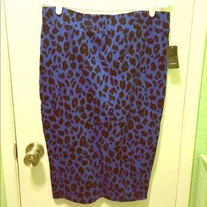 Torrid Blue Leopard Print Pencil Skirt