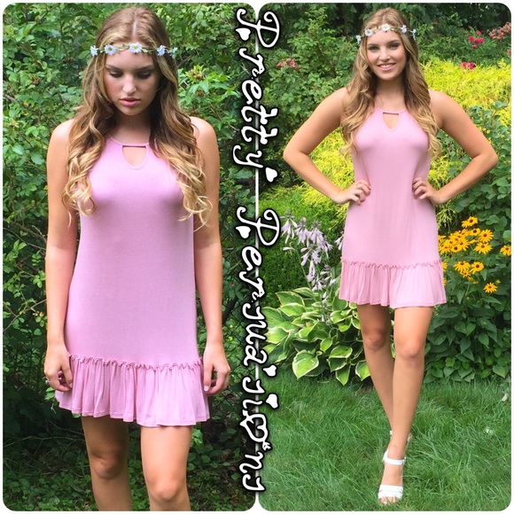 CLEARANCE‼️Light Pink Ruffle Hem Tank Dress Tunic - Picture 3 of 4