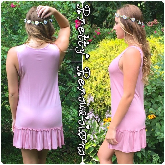 CLEARANCE‼️Light Pink Ruffle Hem Tank Dress Tunic - Picture 4 of 4